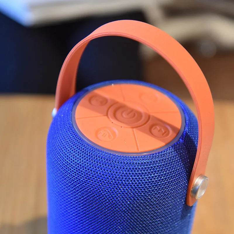 TG107 Fabric Wireless Bluetooth Portable Speaker in black with compact rectangular body and fabric finish