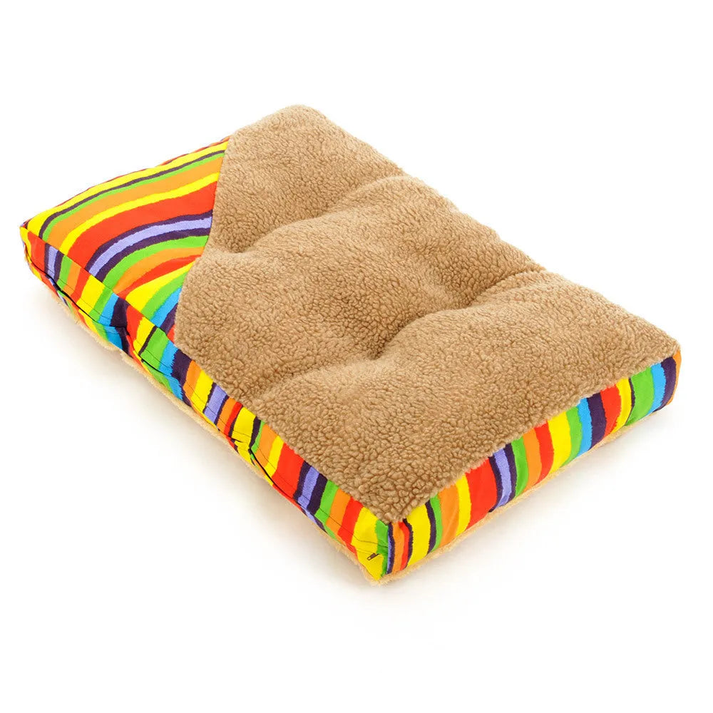 Brown dog mat mattress seat cushion 90 x 75 x 17cm with suede side