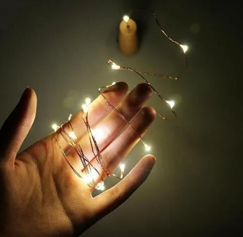 Silver wire LED string lights with bottle stopper for wine bottle decoration