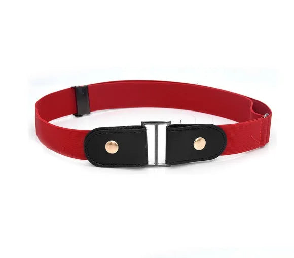 Imitation leather belt with square alloy buckle and car suture stitching on neutral background