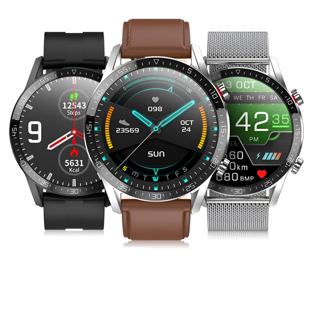 L13 heart rate smart watch on wrist with 1.3 inch screen showing step count and heart rate data