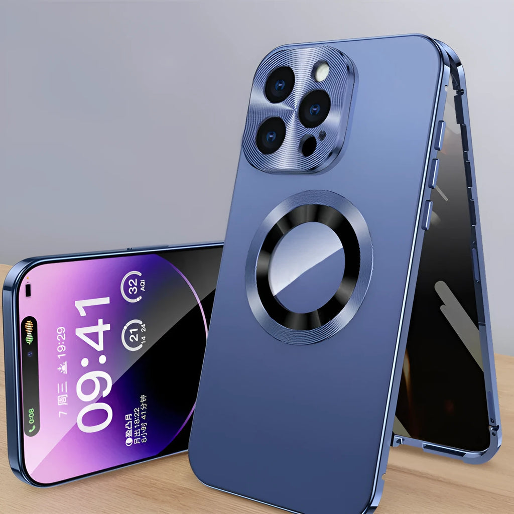 Magnetic iPhone case with metal clip and anti-peep tag in multiple colour options