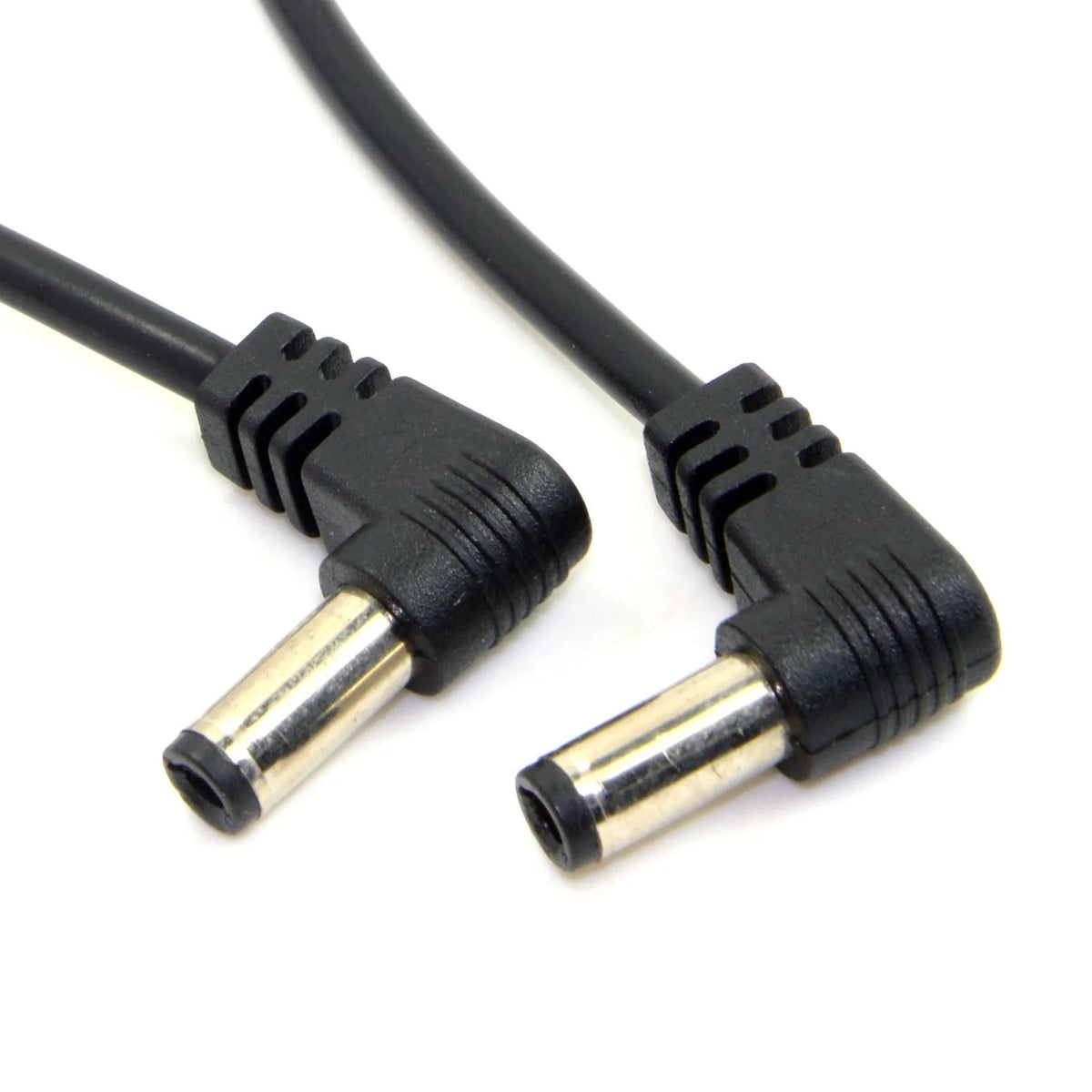 90 degree double bend DC power extension cable, 60cm, black, 5.5/2.5mm tuning fork head