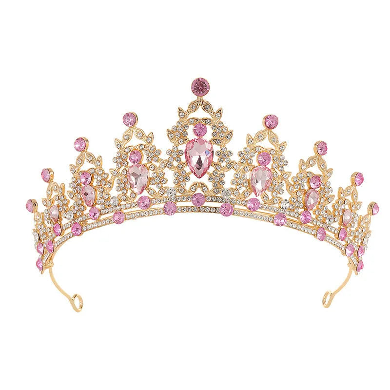 Baroque crown wedding headdress with rhinestone treatment in silver and gold colour options