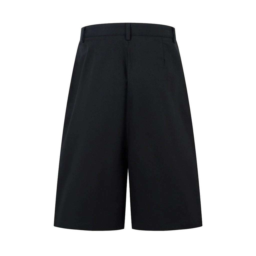 Retro wide leg straight denim middle pants in black or green with loose fit and zipper fly