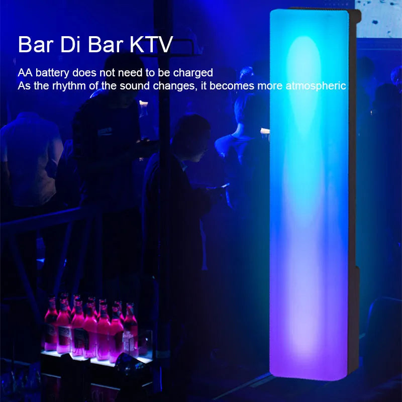 Black and white 3D RGB music voice-activated table-top ambiance lamp with USB cable