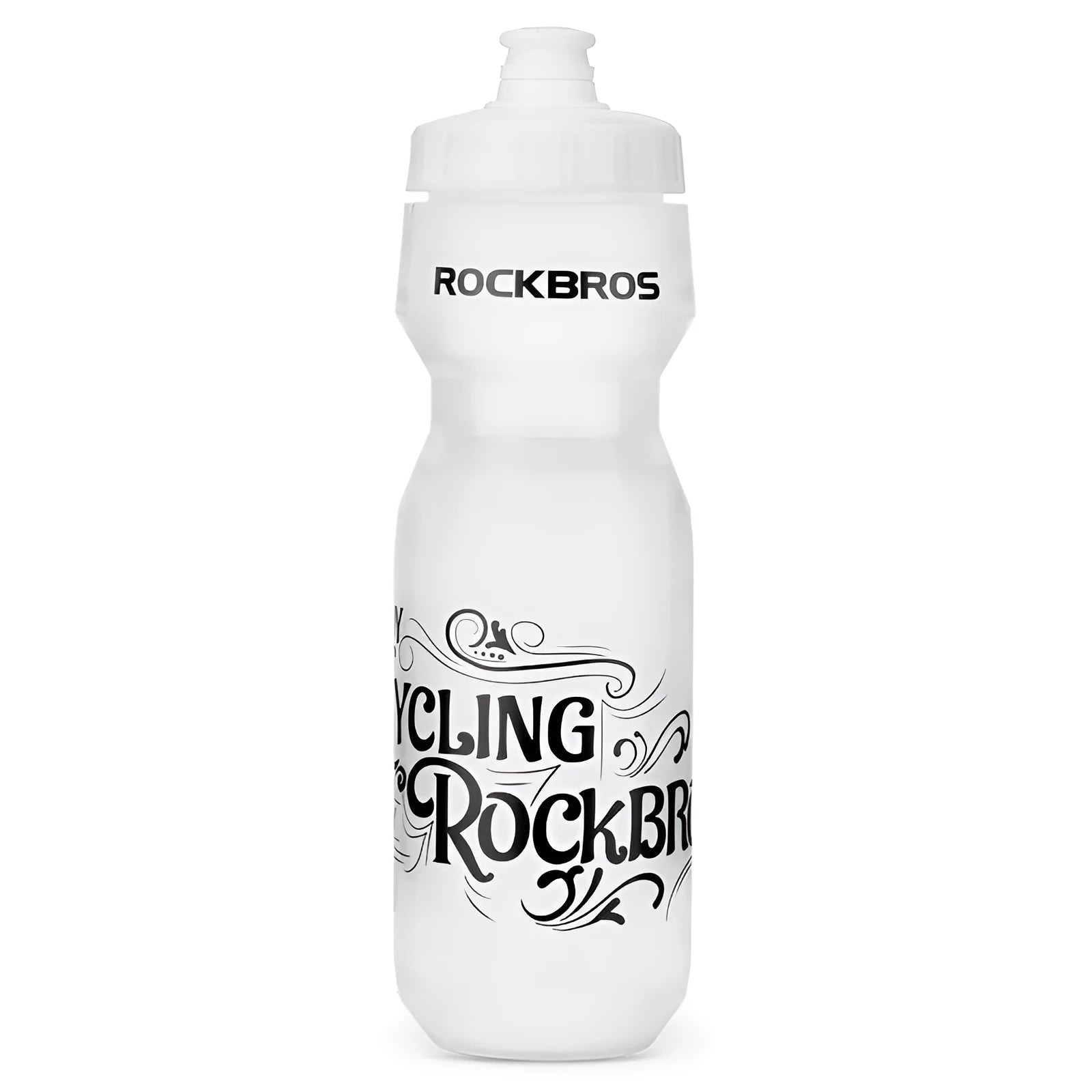 Cycling water bottle 750ml press-type PP5 with white mouth transparent body
