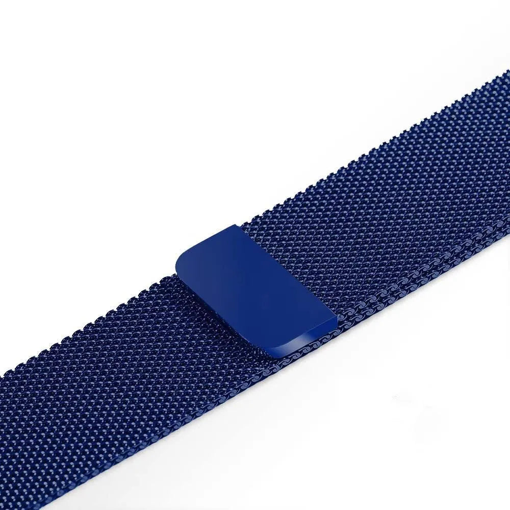 Stainless steel watch strap in silver shown attached to a watch with a 42mm case.