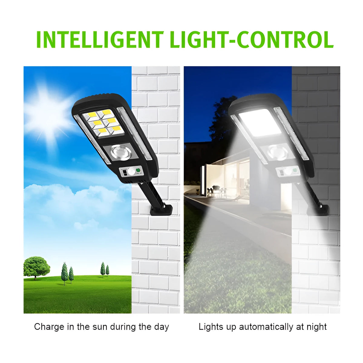Outdoor solar street light with colourful warning, COB 20W, IP65, remote control solar garden light
