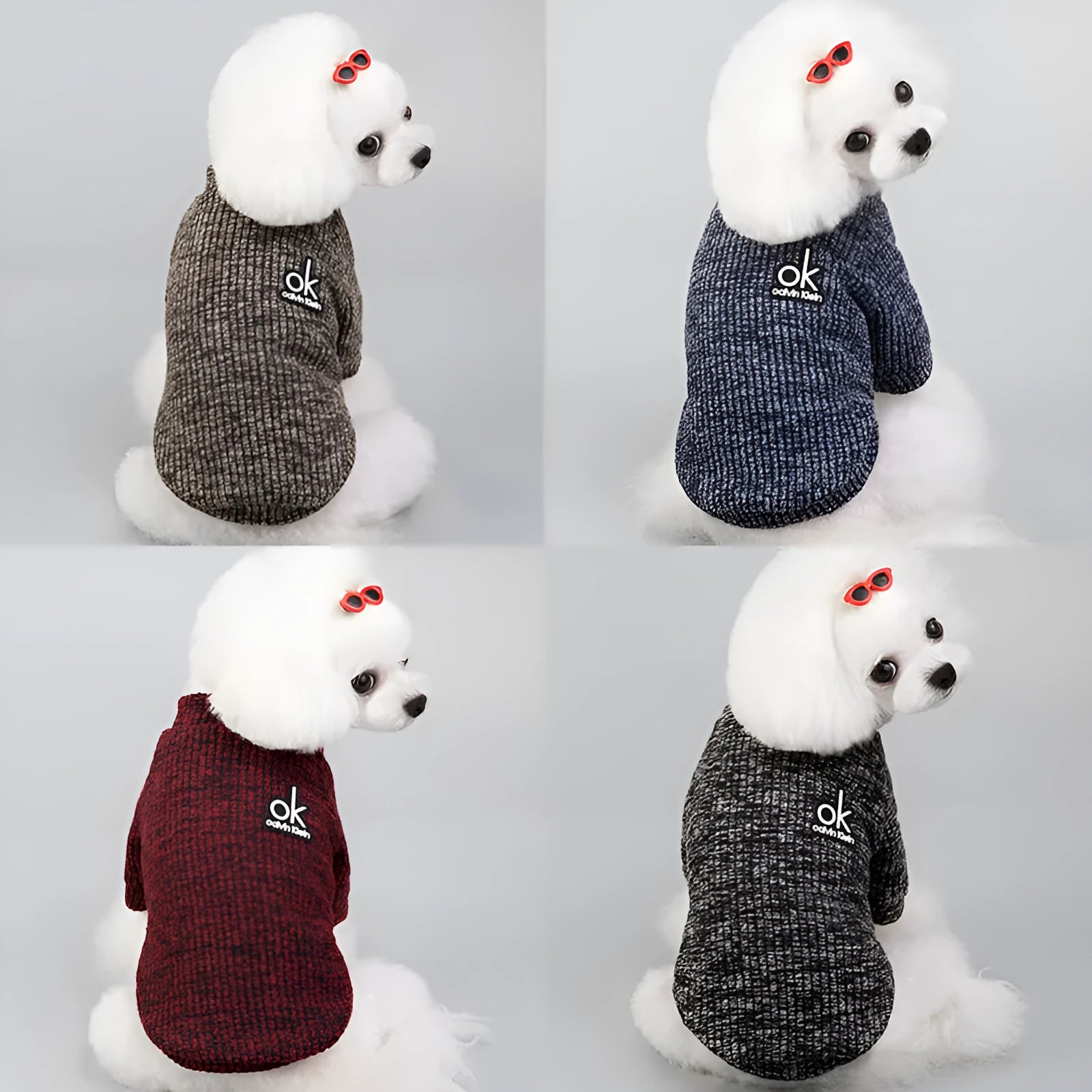 Wool pet clothing sweater for dogs and cats in British style coffee colour available in sizes S to XXL