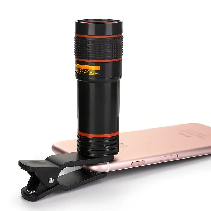 Cell phone telescope lens 20x roof prism 18mm objective 33x94mm in black or white
