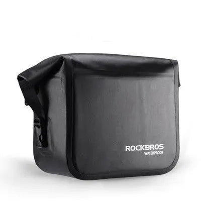 Black bicycle front bag 22x18x11cm in 840D nylon and waterproof fabric with reflective detail