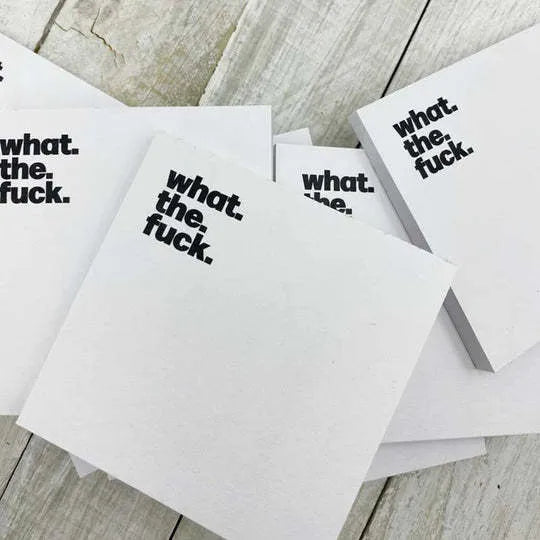 Square sticky note pad measuring 75mm with humorous covers and self-adhesive backing