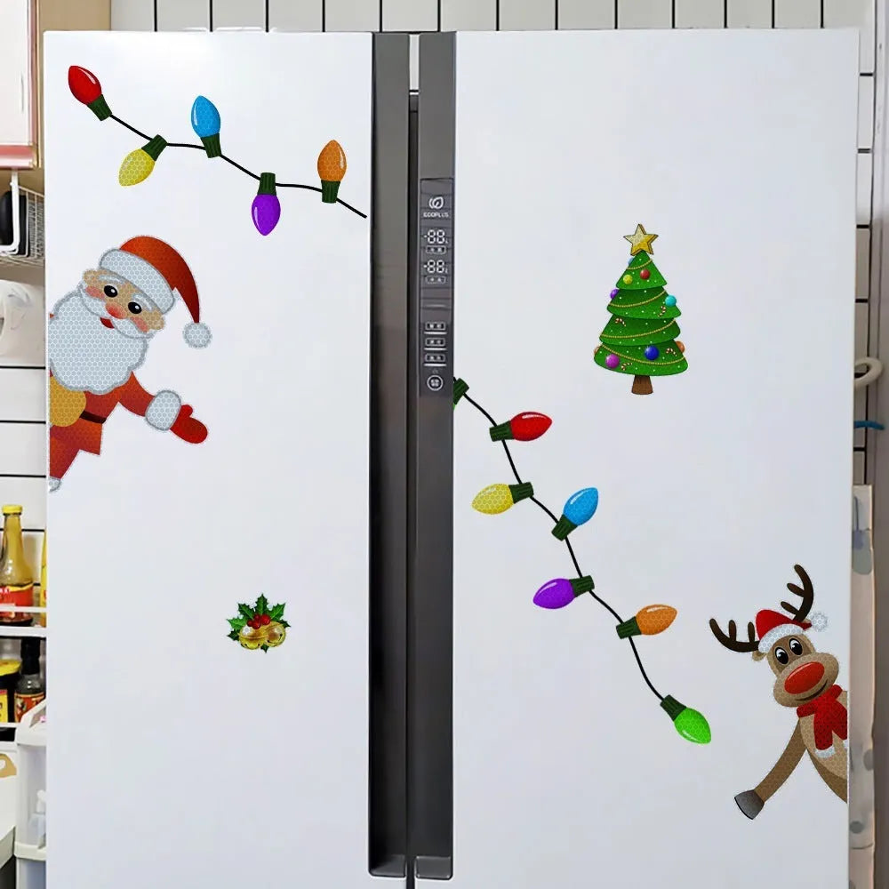 Christmas elk reflective magnetic car sticker with cartoon design on vehicle window