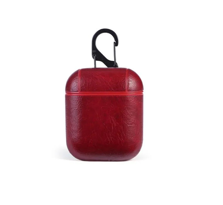 Genuine leather AirPods charging case in black, brown, light brown and red colour options