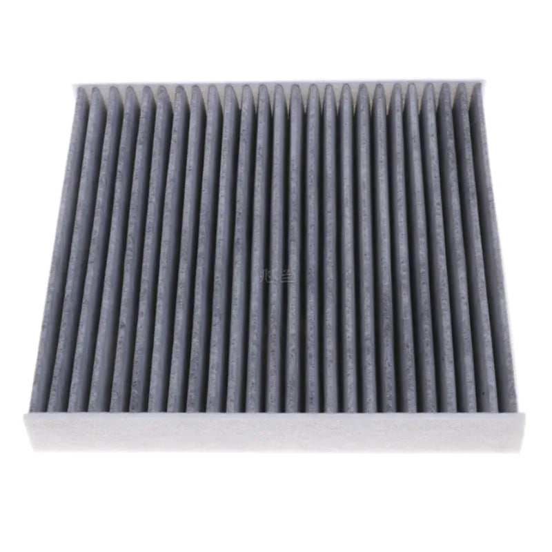 Grey plastic air conditioning filter grid for Geely cars measuring 215mm by 210mm by 30mm.