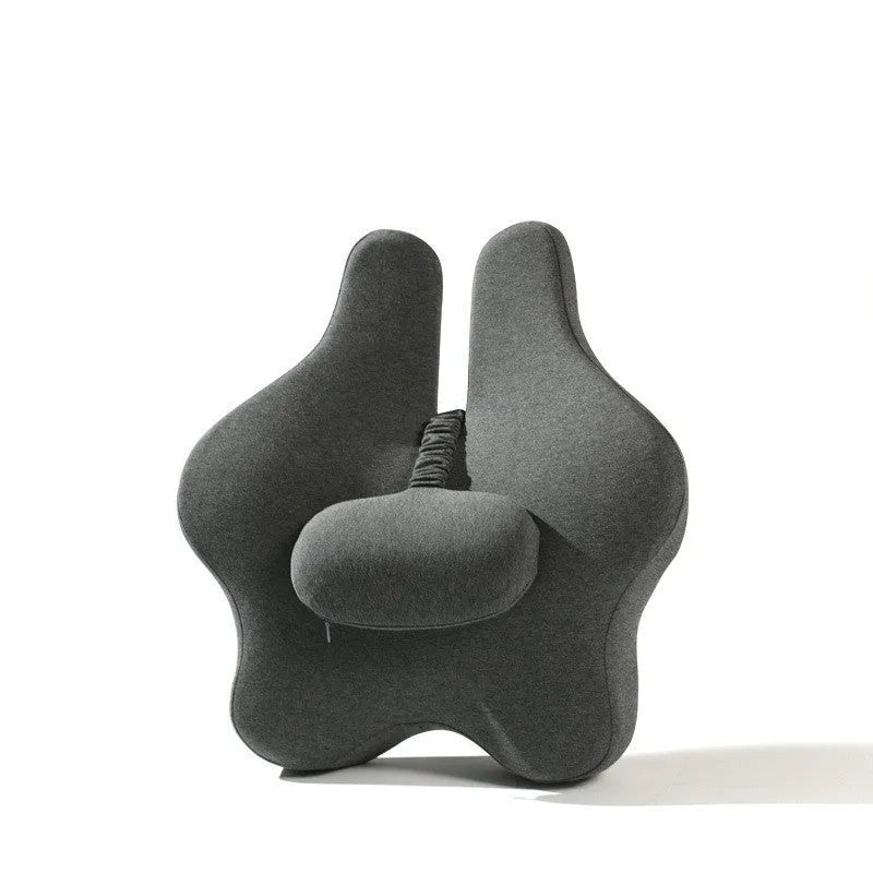 Memory foam car cushion for lumbar support in black, dimensions 50x47x9cm.