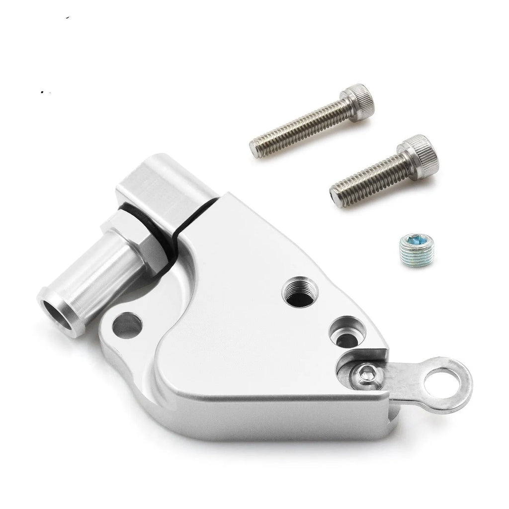 Aluminium coolant adapter for K20 K24 intake manifold measuring 145×105×35mm