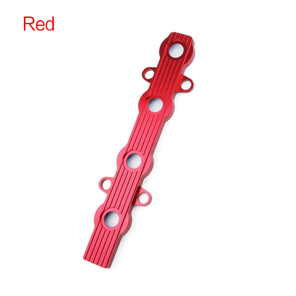 Aluminium alloy engine cover shown in red, blue, and silver colour options