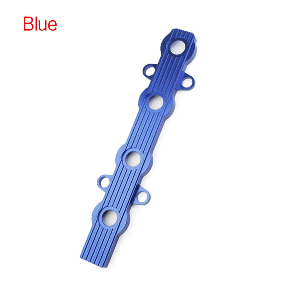 Aluminium alloy engine cover shown in red, blue, and silver colour options