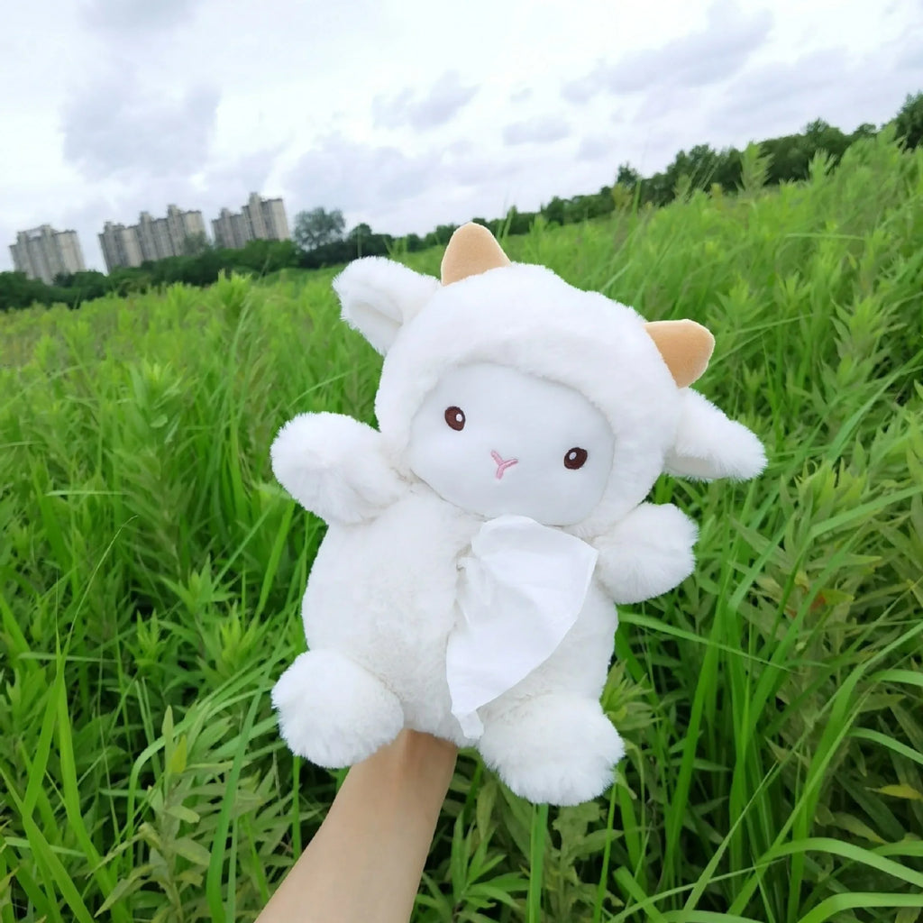Cartoon lamb plush car tissue box for automobile and household decoration