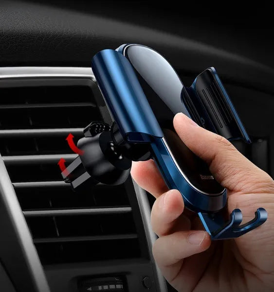 Universal smart car bracket with adjustable arm and suction cup base mounted on car dashboard