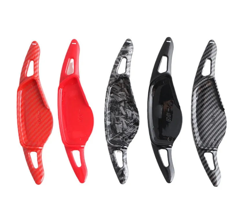 Carbon fibre pattern ABS plastic steering wheel shift paddle replacement for car interior modification.