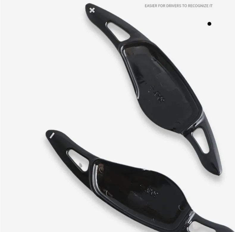 Carbon fibre pattern ABS plastic steering wheel shift paddle replacement for car interior modification.