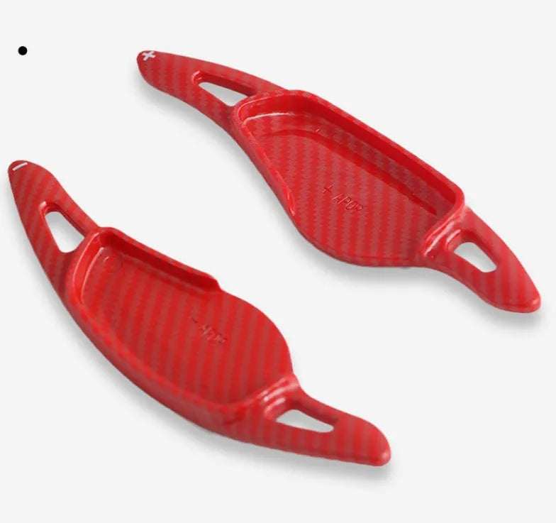 Carbon fibre pattern ABS plastic steering wheel shift paddle replacement for car interior modification.