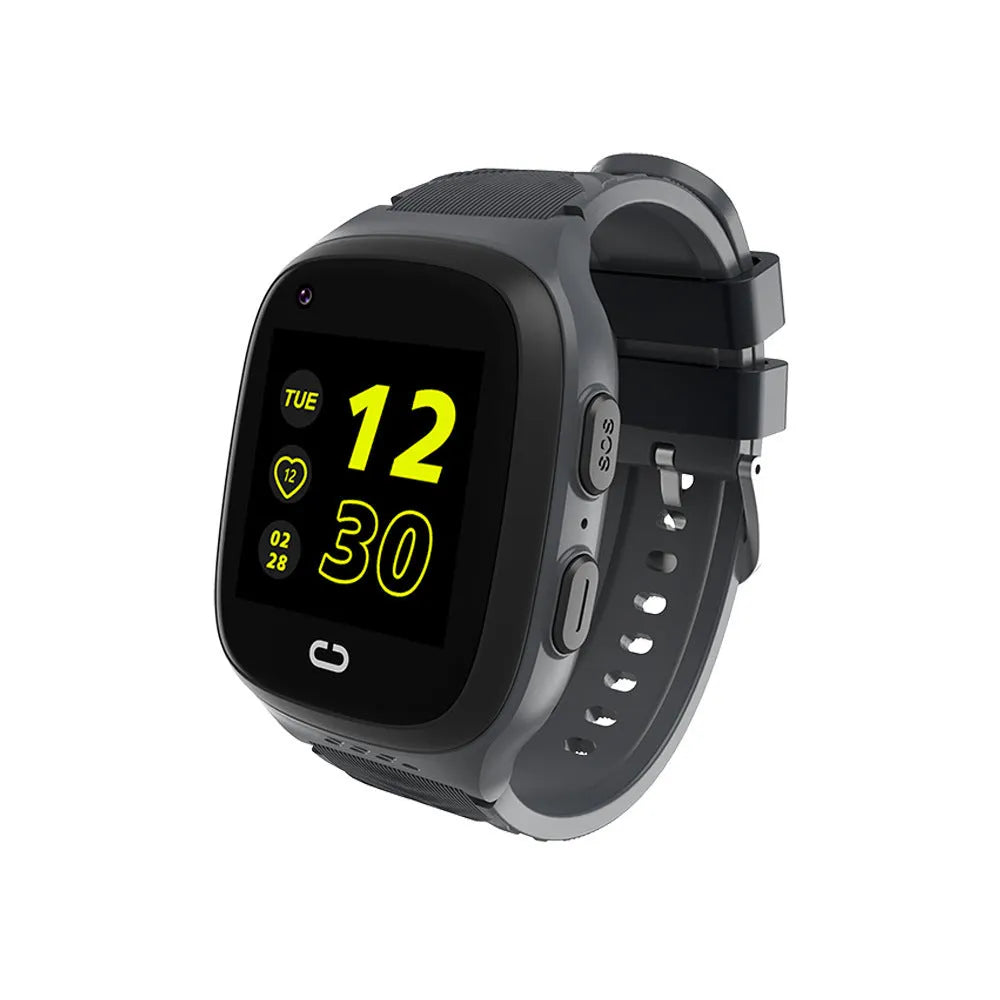 Children's GPS smart watch in black with video call and SOS on a 1.4-inch touch screen