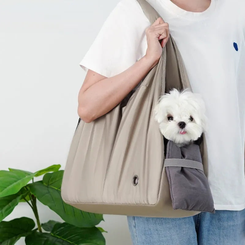 Medium apricot cloth pet summer handbag carrier for small dogs and cats