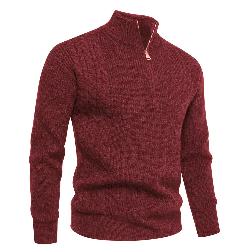 Men's Half-zip Pullover Sweater Casual Polyester Thickened Loose Fit Sweatshirt for Autumn Winter Seasonal Wear Available in Army Green Beige Black Gray Wine Red Sizes M L XL 2XL 3XL Asian Sizing