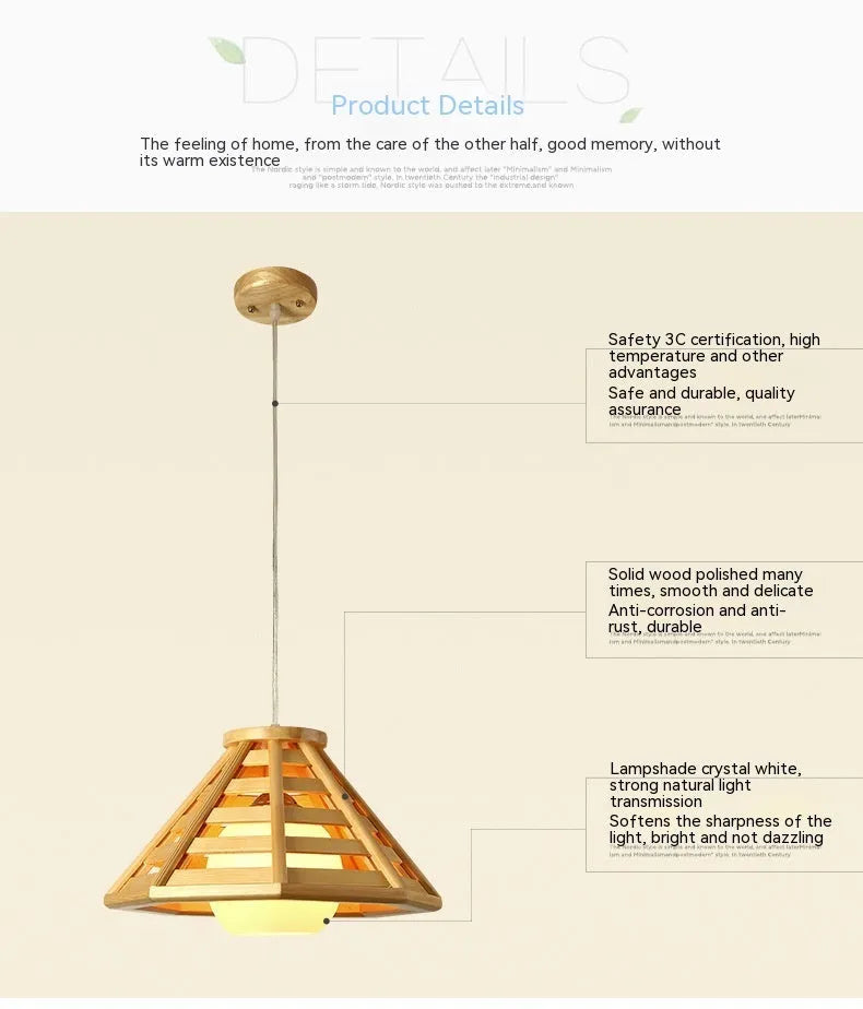 bamboo woven woodcraft ceiling LED chandelier 50cm wood colour modern minimalist