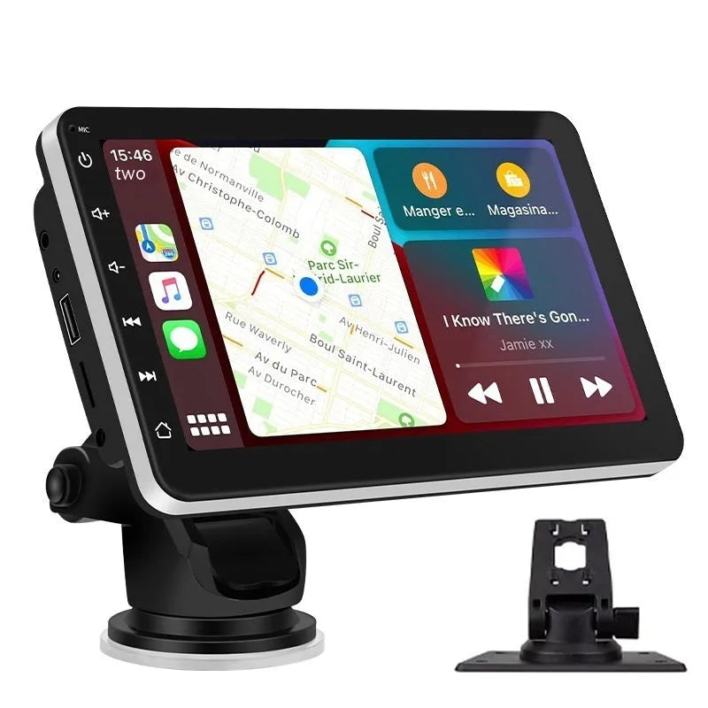 7 inch wireless Carplay car GPS navigator with OLED screen and universal suction cup mount