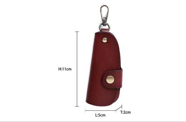 Genuine leather short car key case with multifunctional door in K108 brown colour