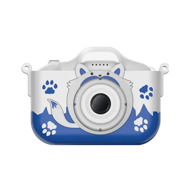 Orange and blue children's HD cartoon digital camera with compact design and game functions