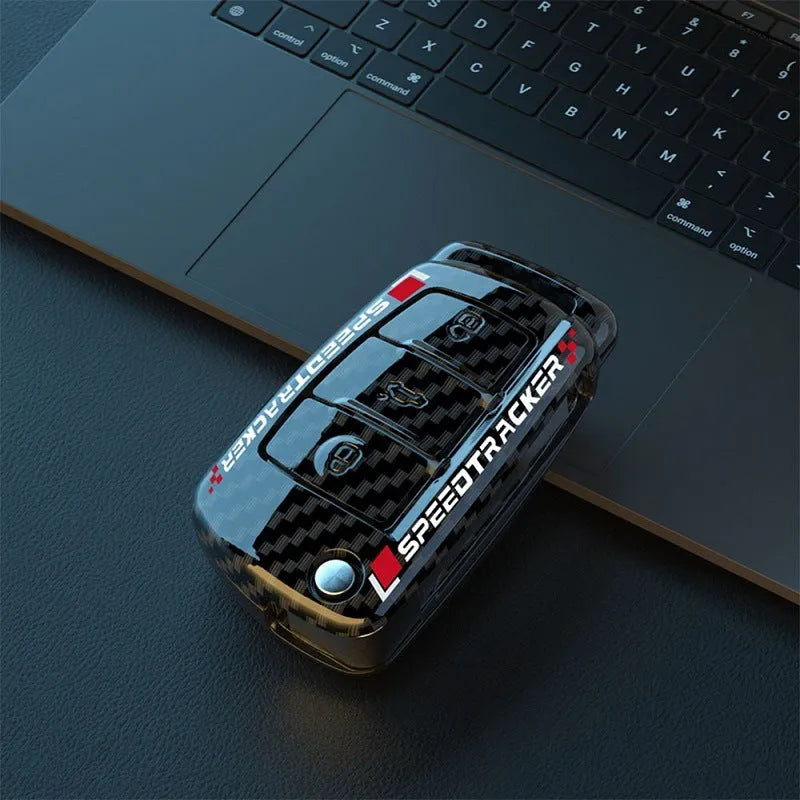 Carbon fibre style car key cover with reflective mirror for Japanese and South Korean automotive keys