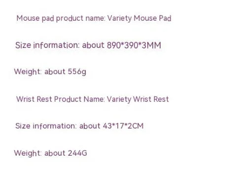 Extra large thickened e-sports mouse pad with lock edge and wrist rest 89x39cm cartoon anime
