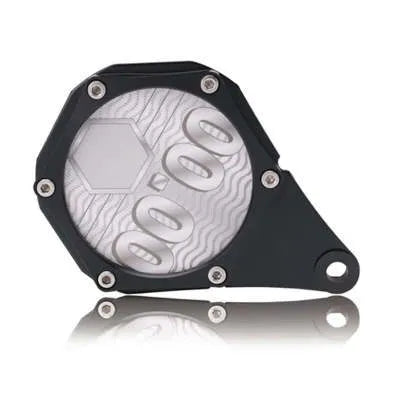 Black carbon fibre pattern motorcycle tax disc holder with anti-theft screws