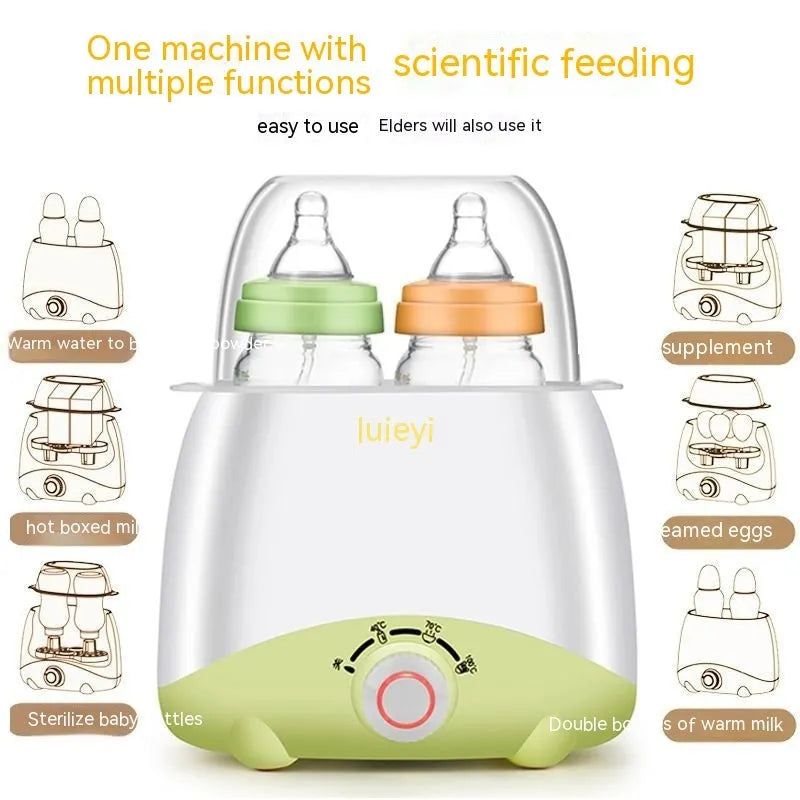 Tuyi Milk Warmer thermostatic double bottle baby bottle warmer in blue LCD model on countertop