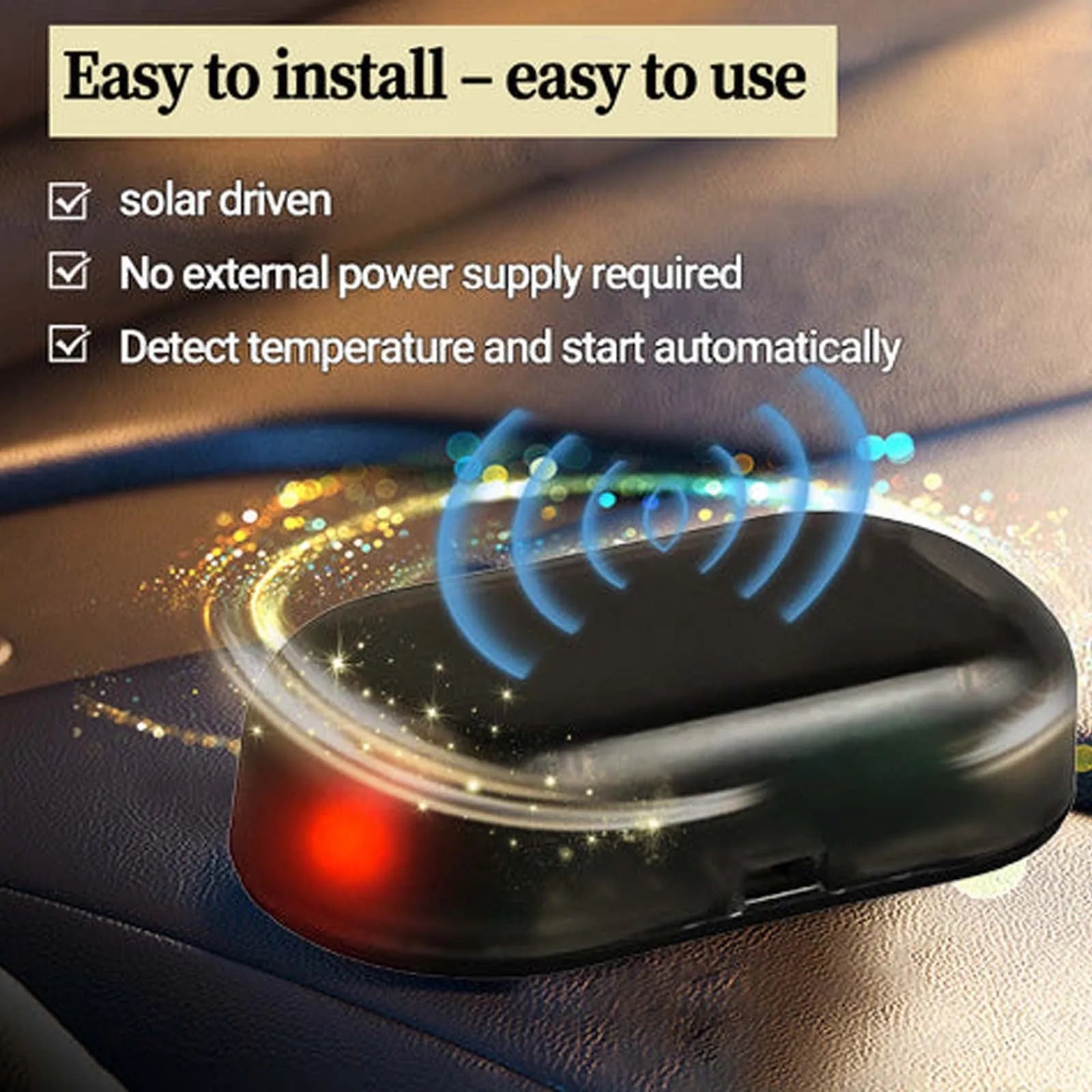 Black car snow removal tool with special glass technology measuring 5x2.6x1.5cm