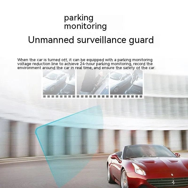 Black car dash camera with 5 inch screen showing GPS map and road recording display.