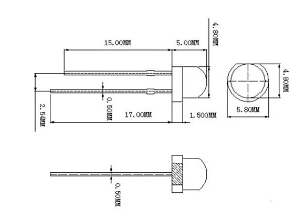 F5 straw hat white light LED lamp bead with 120 degree luminous angle and CRI 70-80