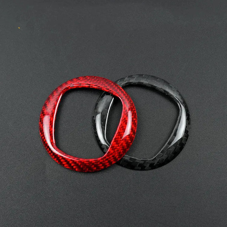 Real dry carbon carbon fibre steering wheel decorative sticker frame in black and red colour options.
