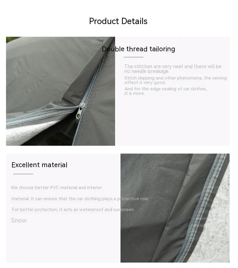 Grey PVC car cover for Volkswagen vehicles shown in size S, M, L, XL, or 2XL for rain and sun protection.