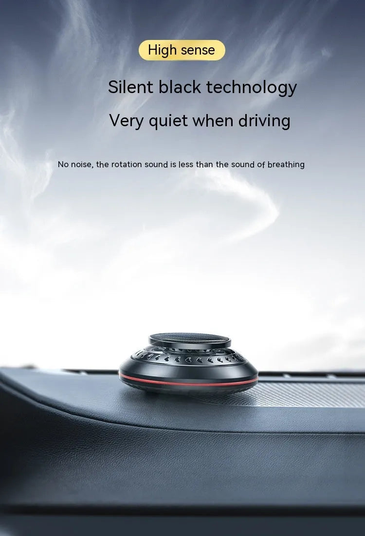 Solar-powered aluminium alloy car air freshener with essential oil and fragrance slices for odour removal
