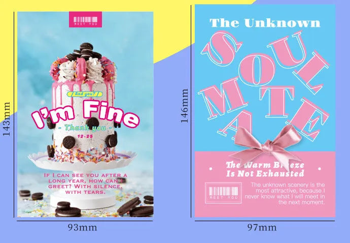 Two simple fresh style printed postcard designs for gift messages and blessings.