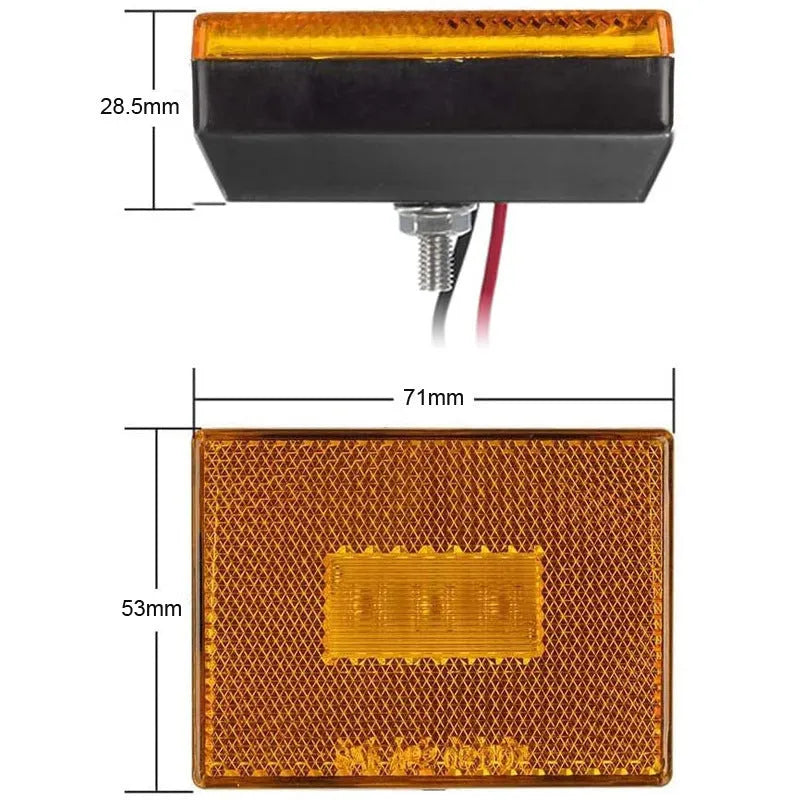 Red and yellow LED trailer side light with 19cm cable for clearance and width indication