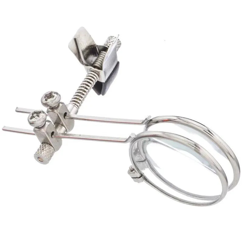 Metal clip-on magnifying glasses attachment for spectacles with glass lenses