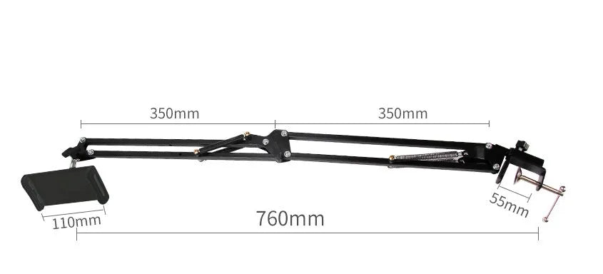 Black adjustable phone and tablet stand measuring 10cm for hands-free device viewing